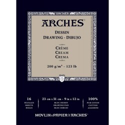ARCHES DESSIN DRAWING CREAME PAPER 16 SHEETS 200G 100% COTON